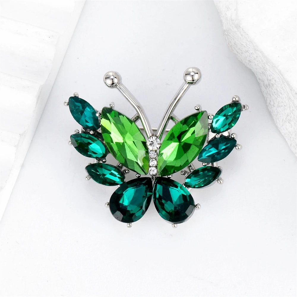 Fashion Butterfly Sweet Glitter Sparking Rhinestone Brooches for Girls Trendy Charms Pins Jewelry for Women Ladies Accessories