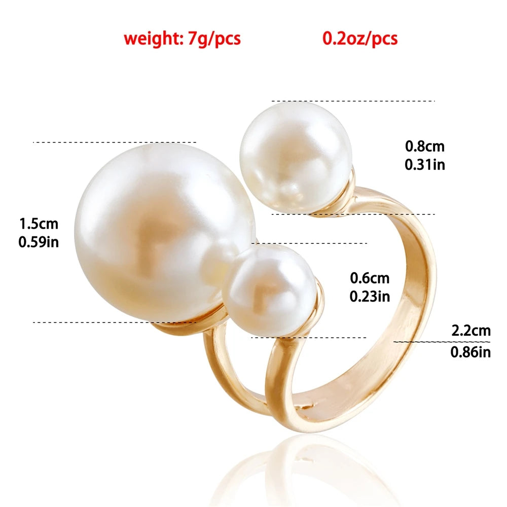 Fashion Imitation Pearl Sweet Simple Rings for Girls Trendy Elegant Minimalistic Jewellry for Women Ladies Accessories Wholesale