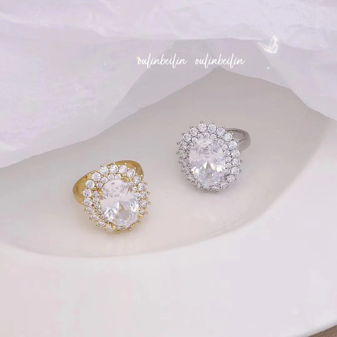 Sweet Heart Shape Glitter Rhinestone Rings for Girls Elegant Simple Minimalistic Jewelry for Women Ladies Accessories Chic