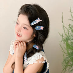 Kids Blue Bowknot Rhinestone Small Snap Clips Glitter Sweet Cute Fashion Wholesale in Stock Hairpins Accessories for Children