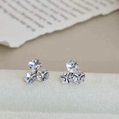 Glitter Simple Rhinestone Fine Stud Earrings for Girls Cute Sweet Fashion Elegant Jewelry for Women Ladies Accessories Wholesale