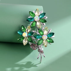 Fashion Flowers Floral Rhinestone Sweet Elegant Brooches for Girls Dainty Glamorous Pins Jewelry for Women Ladies Accessories