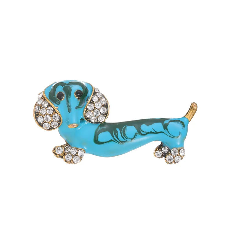 Fashion Cartoon Animals Cartoon Glitter Puppy Brooches for Girls Sweet Elegant Pins Jewelry for Women Ladies Accessories Dogs