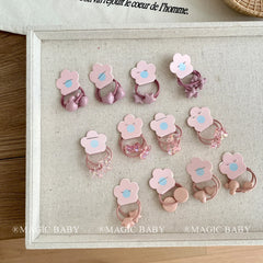 Girly Aesthetic Heart Star Rhinestone Small Hair Ties Sweet Fashion Solid Color Scrunchies Accessories for Kids Children Daily