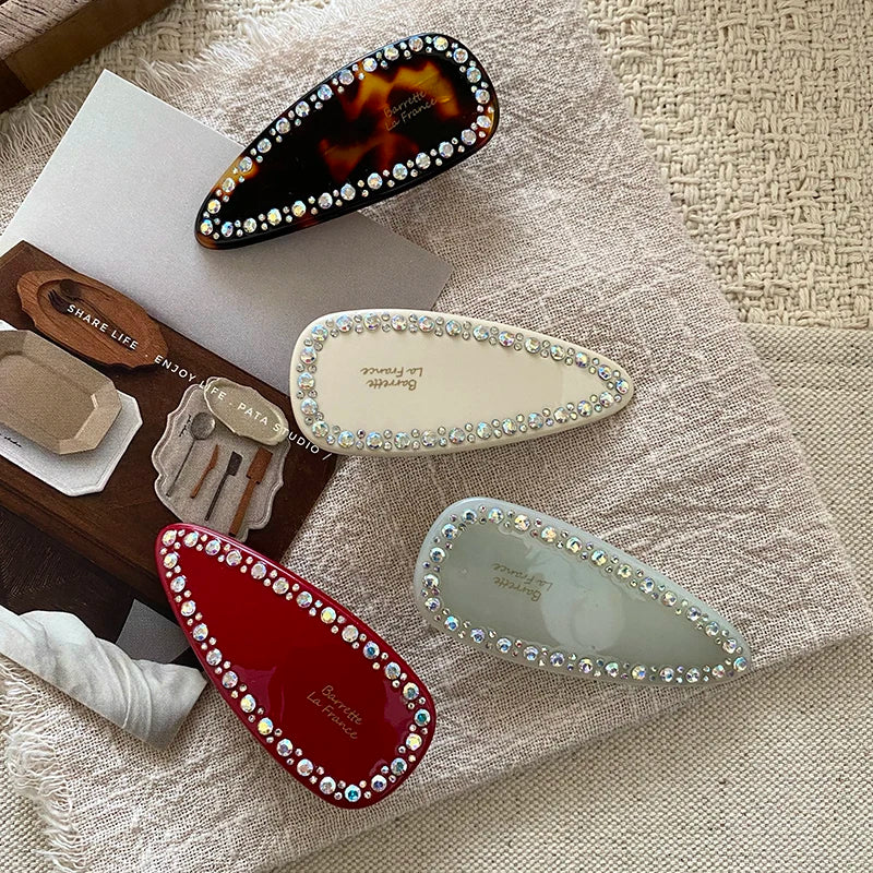 Exquisite Elegant Crystal Hair Clips Teardrop Shape Barrette French Fashion Hairpins Hair Accessories for Women Girls Wholesale