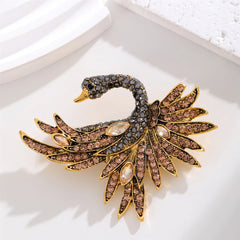 Fashion Glitter Swan Elegant French Style Brooches for Girls Sparking Charms Pins Jewelry for Women Ladies Accessories Sweet