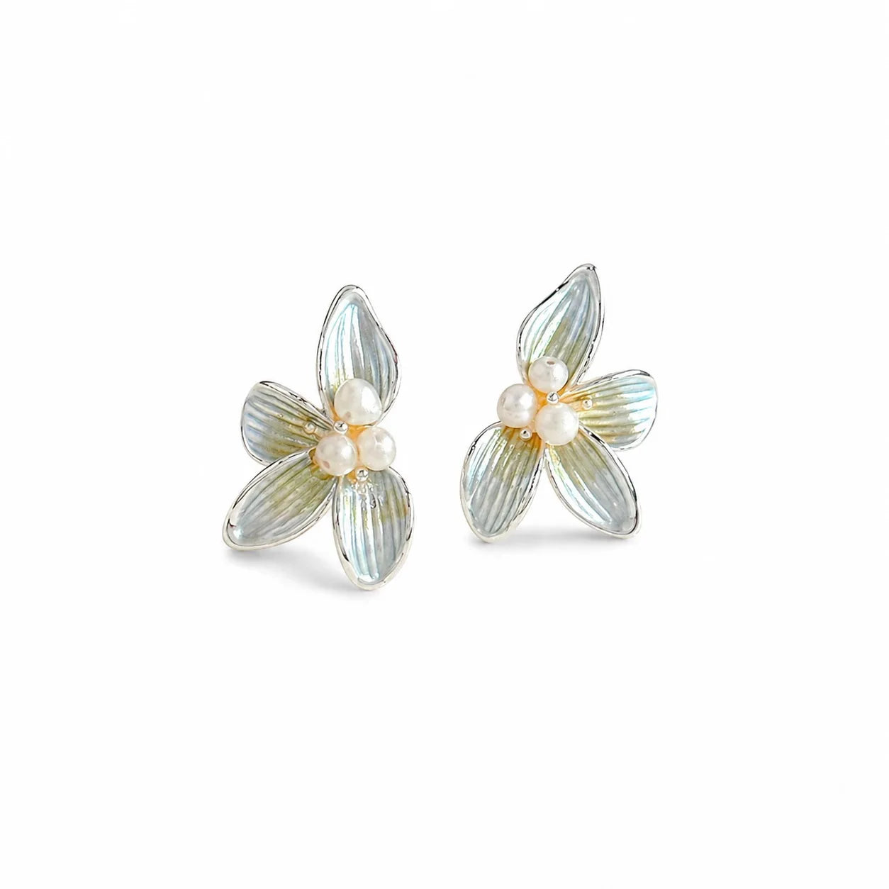 Fashion Flower Copper 18K Gold Plated S925 Silver Stud Earrings for Girls Freshwater Pearl Jewelry for Women Ladies Wholesale