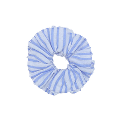 High Quality Elegant Light Blue Female Scrunchies Girls' Cute Large Hair Ties Sweet Style Accessory Stripe Lace High-End Hair