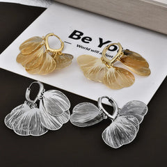 Female Tassel Earrings Women Super Fairy Hollow Metal Petal Earrings Fashionable Design Luxury High-end Elegant Earrings New