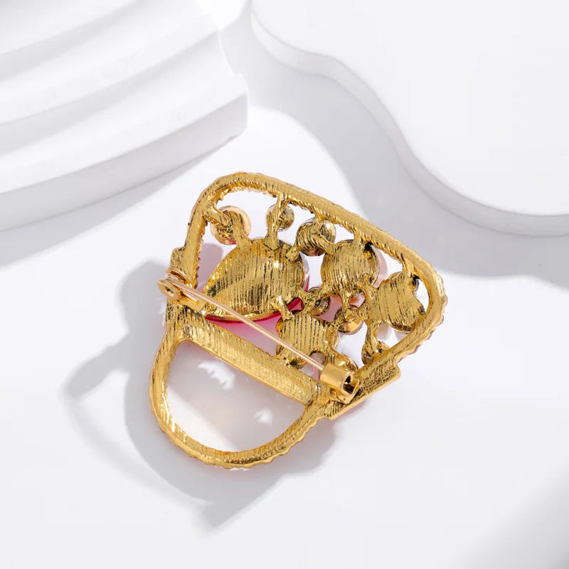 Fashion Elegant Sweet Bags Trendy Stylish Brooches for Girls Cute Rhinestone Glitter Pins Jewelry for Women Ladies Accessories