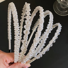Classic Simple Glitter Sparkle Imitation Pearl Headband Stylish Hair Accessories for Kids Teens Children