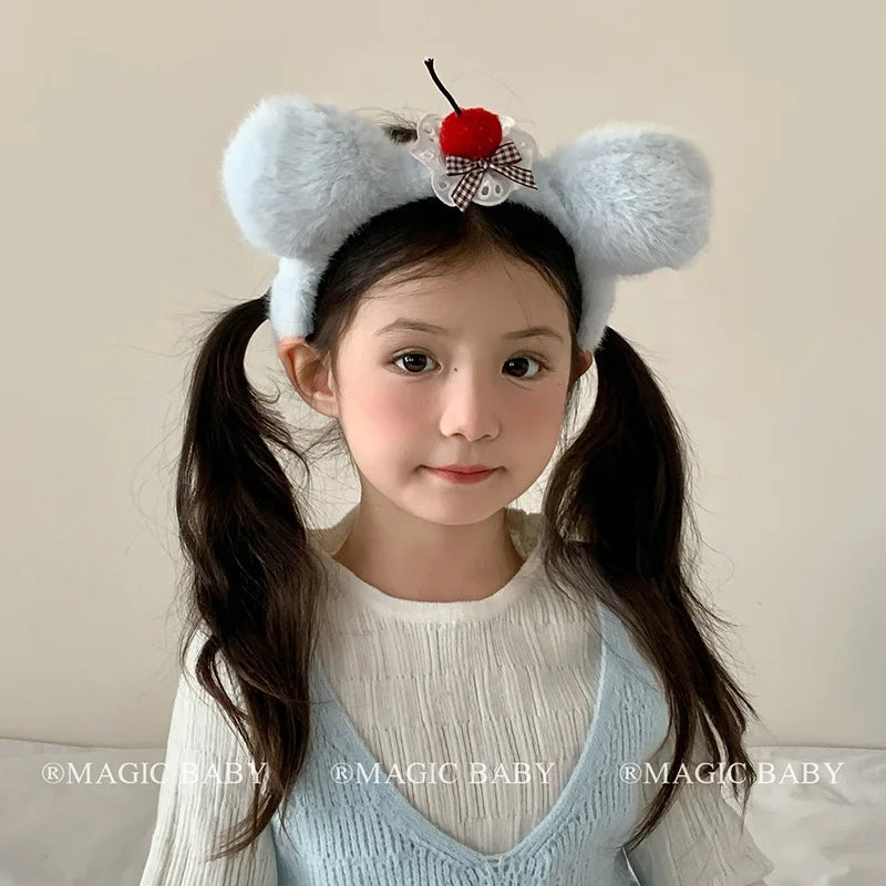 Cute Sweet Fluffy Animals Bear Ear Head Band for Baby Girls Fashion Kawaii Fruit Hairband for Kids Children Hair Accessories