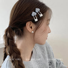 Women Silver Blue Heart Bowknot Small Alligator Clips Fashion Elegant Lightweight in Stock Hairpins Accessories for Female Daily