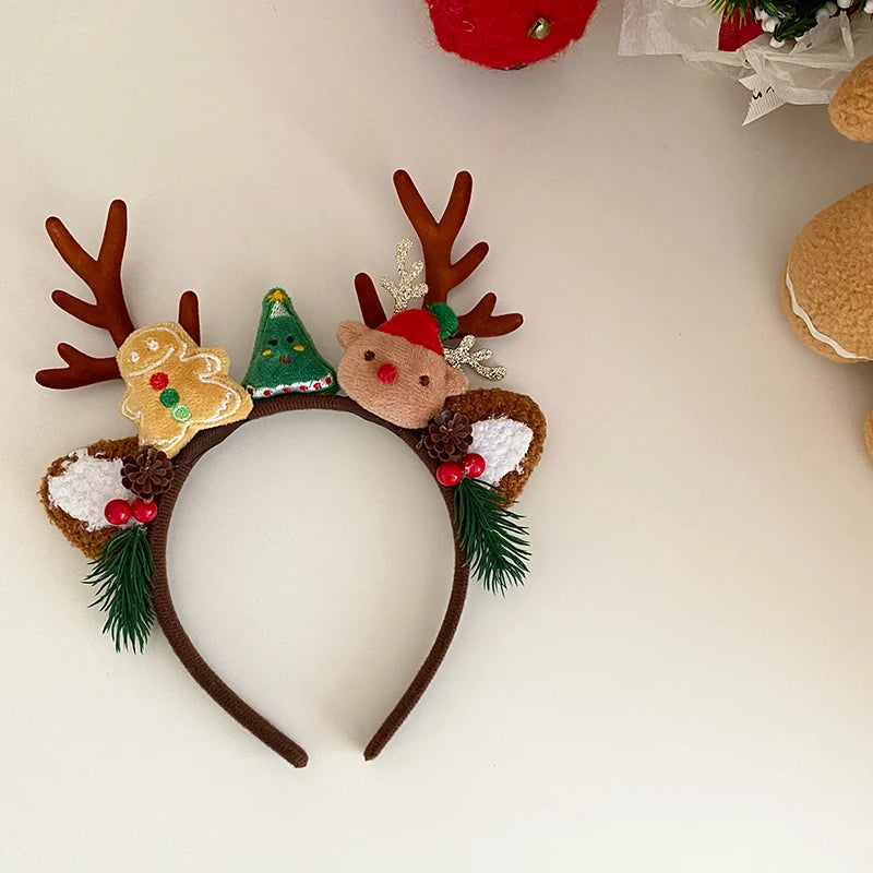 2025 Christmas Classic Deer Santa Claws Hair Band for Baby Girls Cute Sweet Head Band for Kids Children Hair Accessories Chic