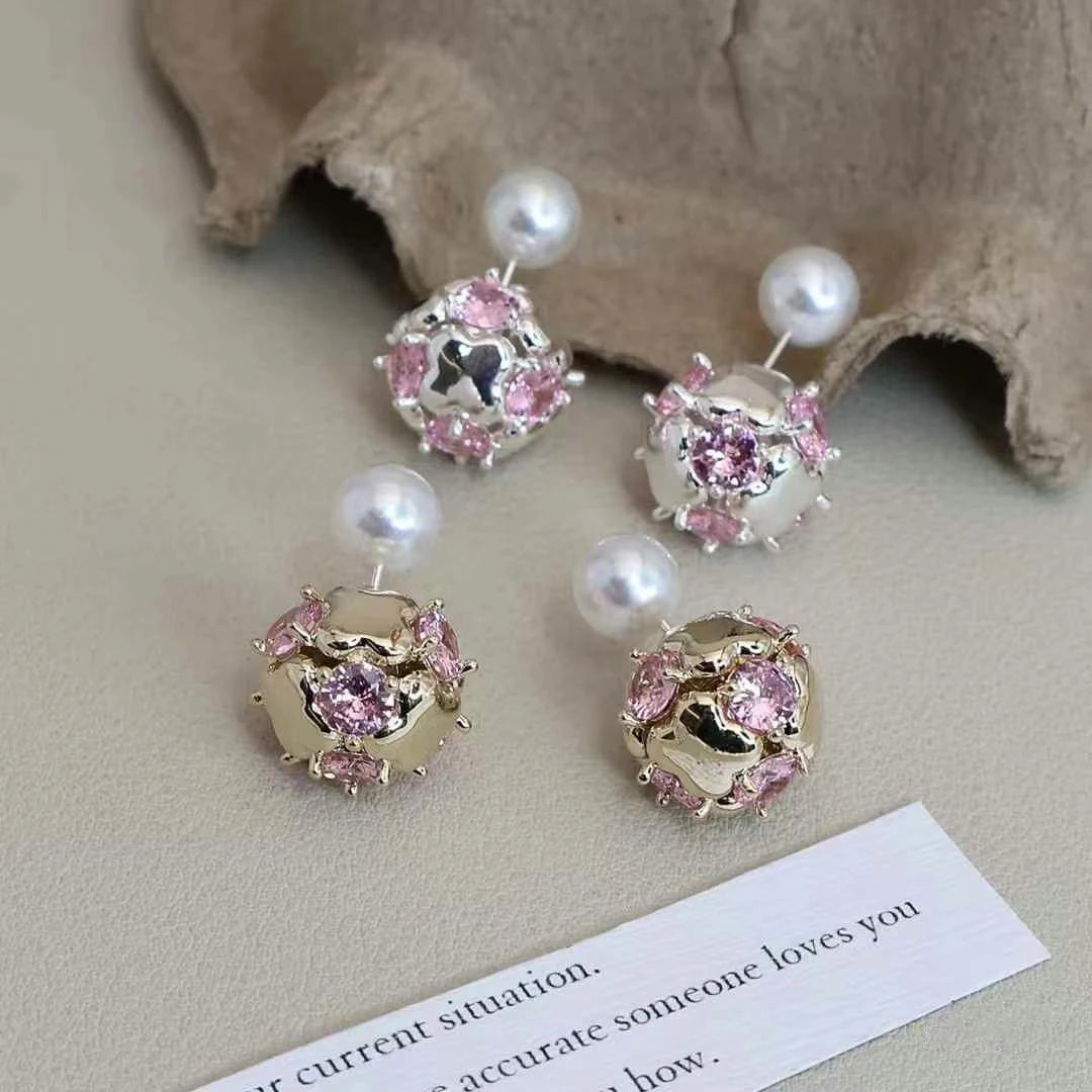 Elegant Fashion Trendy Imitation Pearl Stud Earrings for Girls Stylish Art Deco Designer Jewellry for Women Ladies Accessories