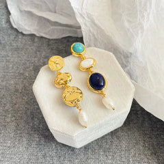 Female Blue Green Alloy Stone S925 Silver Drop Earring Elegant Charms Dainty Trendy Factory Price in Stock Jewelry for Women