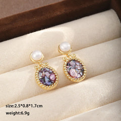 Fashion Freshwater Pearl Crushed Shell S925 Silver Drop Earrings for Girls Vintage Jewelry for Women Ladies Wholesale Bulk