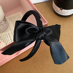 Hot Sale Black Solid Color Large Fabric Bowknot Hairbands Fashion Elegant Wholesale in Stock Headbands Accessories for Women