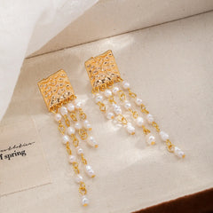 Women Freshwater Pearl S925 Silver 18k Gold-plated Drop Earring Elegant Glamorous Fashion Factory Price in Stock Daily Jewelry
