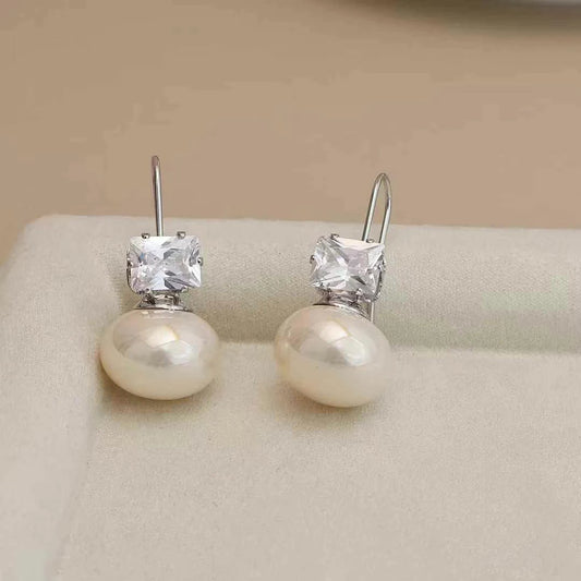 Ladies Rhinestone Imitation Pearl Small Drop Earring Fashion Elegant Charms Glamorous Wholesale Jewelry Accessories for Causal