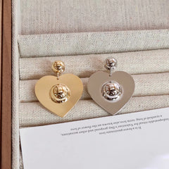Fashion Trendy Heart Shaped Simple Drop Earrings for Girls Elegant Glamorous Jewelry for Women Ladies Accessories Wholesale