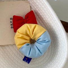 Hot Sale Color Blocked Bowknot Cartoon Large Hair Ties Sweet Cute Ponytail Holder Scrunchies in Stock Accessories for Girls Kids