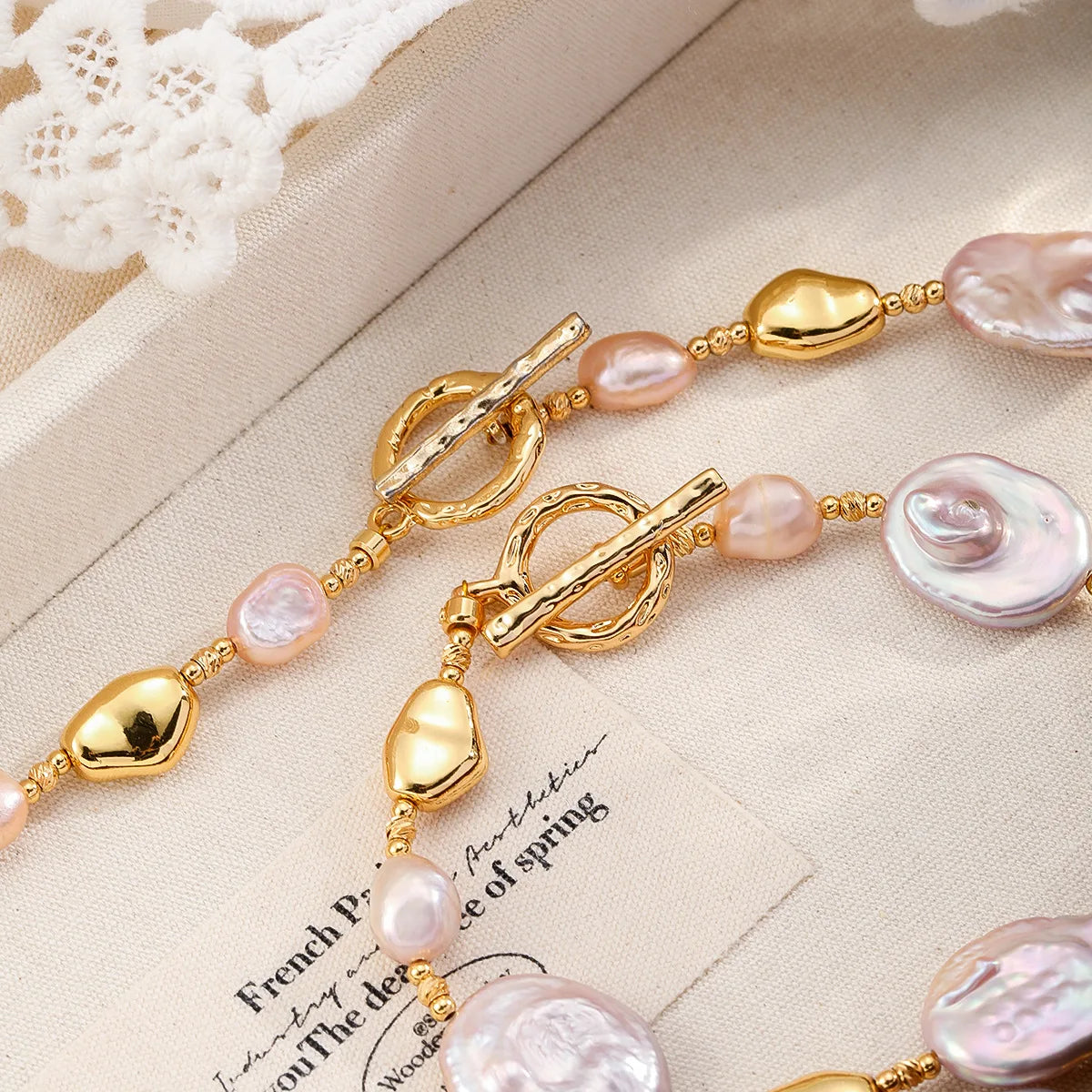 Fashion Freshwater Pearl Baroque Pearl 18K Gold Plated Jewelry Sets for Girls Necklace Bracelets Jewelry for Women Ladies