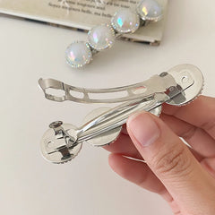 Women's Elegant Lightweight Alloy Rhinestone Hairpins Clamps Hot Sale White Beads Barrette Clips for Parties-Fashion Wholesale
