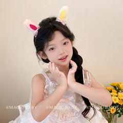 Cute Sweet Rabbit Ear Hair Clips for Baby Girls Colorful Kawaii Fashion Trendy Alligators for Women Ladies Hair Accessories