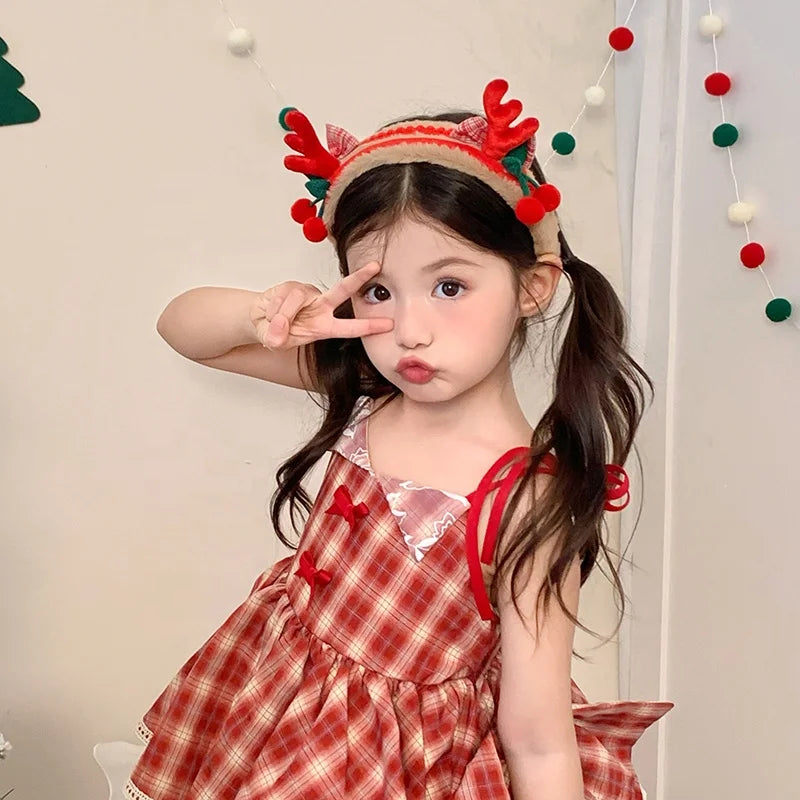 2025 Christmas Bowknot Deer Head Band for Baby Girls Cute Sweet Festive Hair Band for Kids Children Hair Accessories in Stock
