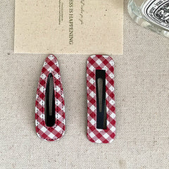 Girls Aesthetic Red Pink Irregular Shape Grid Snap Clips Fashion Elegant Beauty Simple in Stock Hairpins Accessories for Women