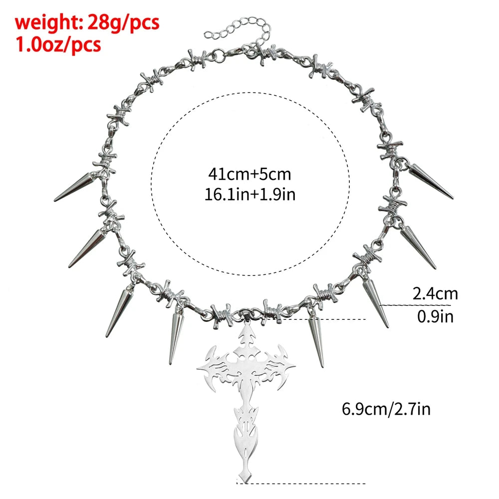 Fashion Y2K Punk Cross Glamorous Luxury Necklaces for Girls Sweet Spicy Stylish Jewelry for Women Ladies Accessories Wholesale