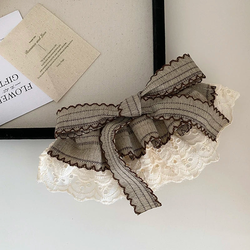 Elegant Lace Ribbon Barrette with Bow and Ruffles Hair Clips for Women Original Design Banana Clip Fashion Hair Accessories Bulk