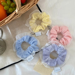 Girls Solid Color Ponytail Holder Large Scrunchies Trendy Sweet Elegant Wholesale in Stock Hair Ties Accessories for Children