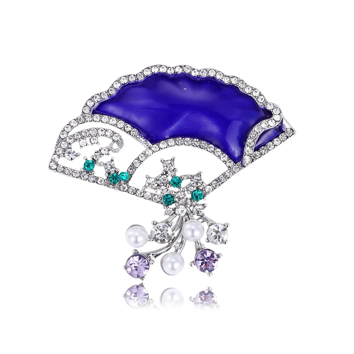 Fashion Fan Vintage Chinese Style Glitter Brooches for Girls Sweet Elegant Pins Jewelry for Women Ladies Accessories Wholesale