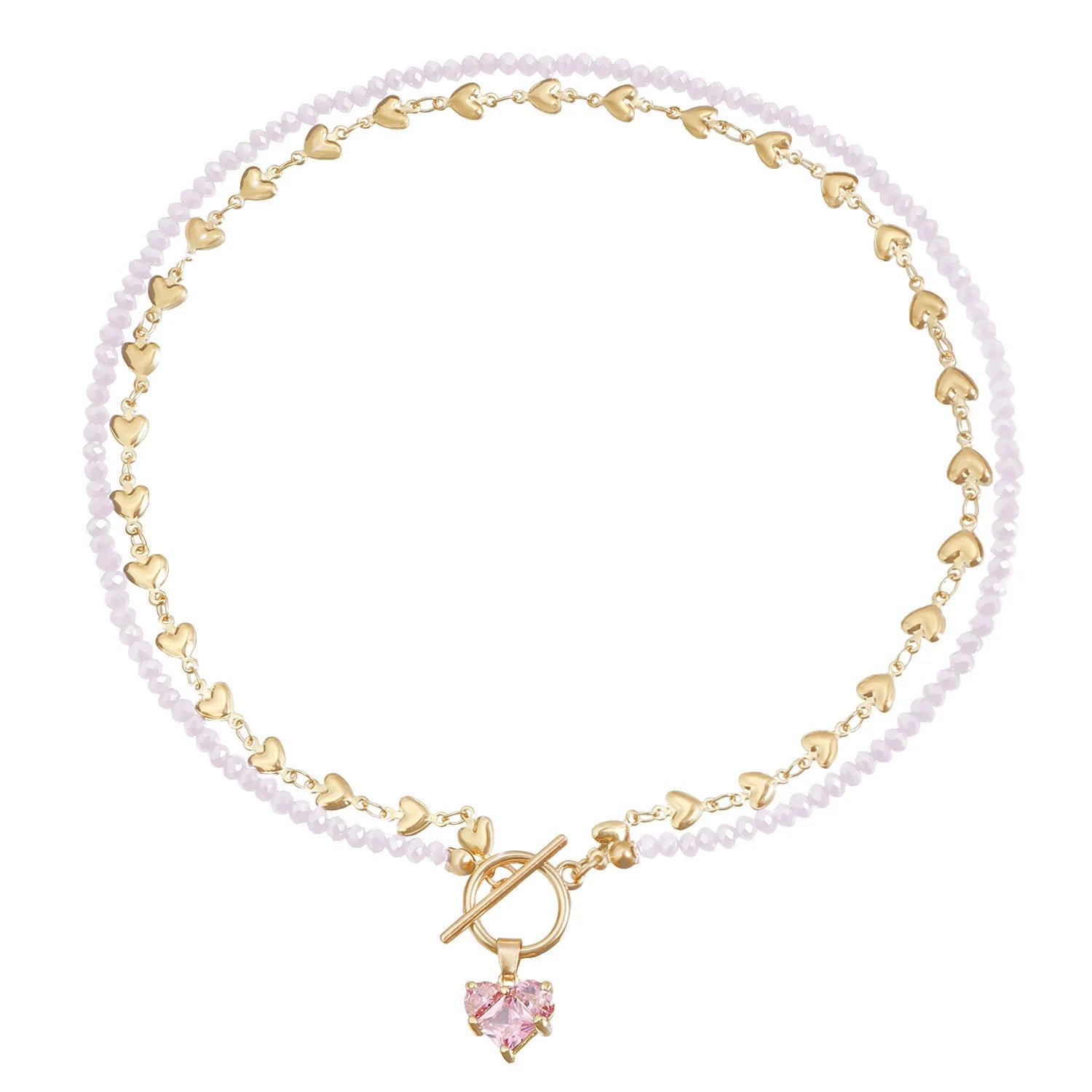 Fashion Beaded Heart Shaped Necklaces for Girls Sweet Cute Glamorous Jewellry for Women Ladies Accessories Chinese Supplier