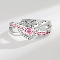 Heart Pink Zircon Rings for Women Adjustable Romantic Love Promise Ring Fashion High-end Jewelry Gift Accessories Wholesale