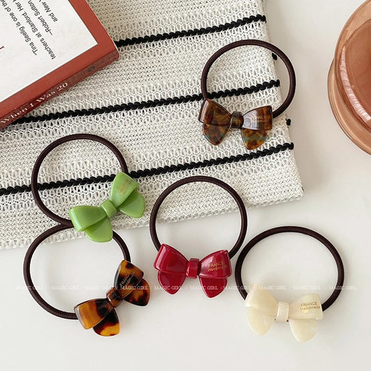 Brand New Simple Bowknot Solid Color Scunchies for Girls Fashion Sweet Hair Ties for Women Ladies Hair Accessories High Elastic