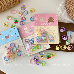 Mini Cartoon Fruit Animals & Flower Scrunchies for Baby Girls Cute Kawaii Hair Ties for Kids Fashionable Sweet Hair Accessories