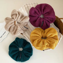 Women Solid Color High Elastic X-Large Hair Ties Fashion Elegant Autumn Winter Warm Bulk in Stock Ponytail Scrunchies for Female