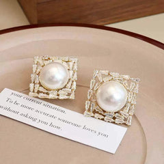 Fashion Classic Art Deco Imitation Pearl Stud Earrings for Girls Elegant Adorable Jewellry for Women Lady Accessories Wholesale