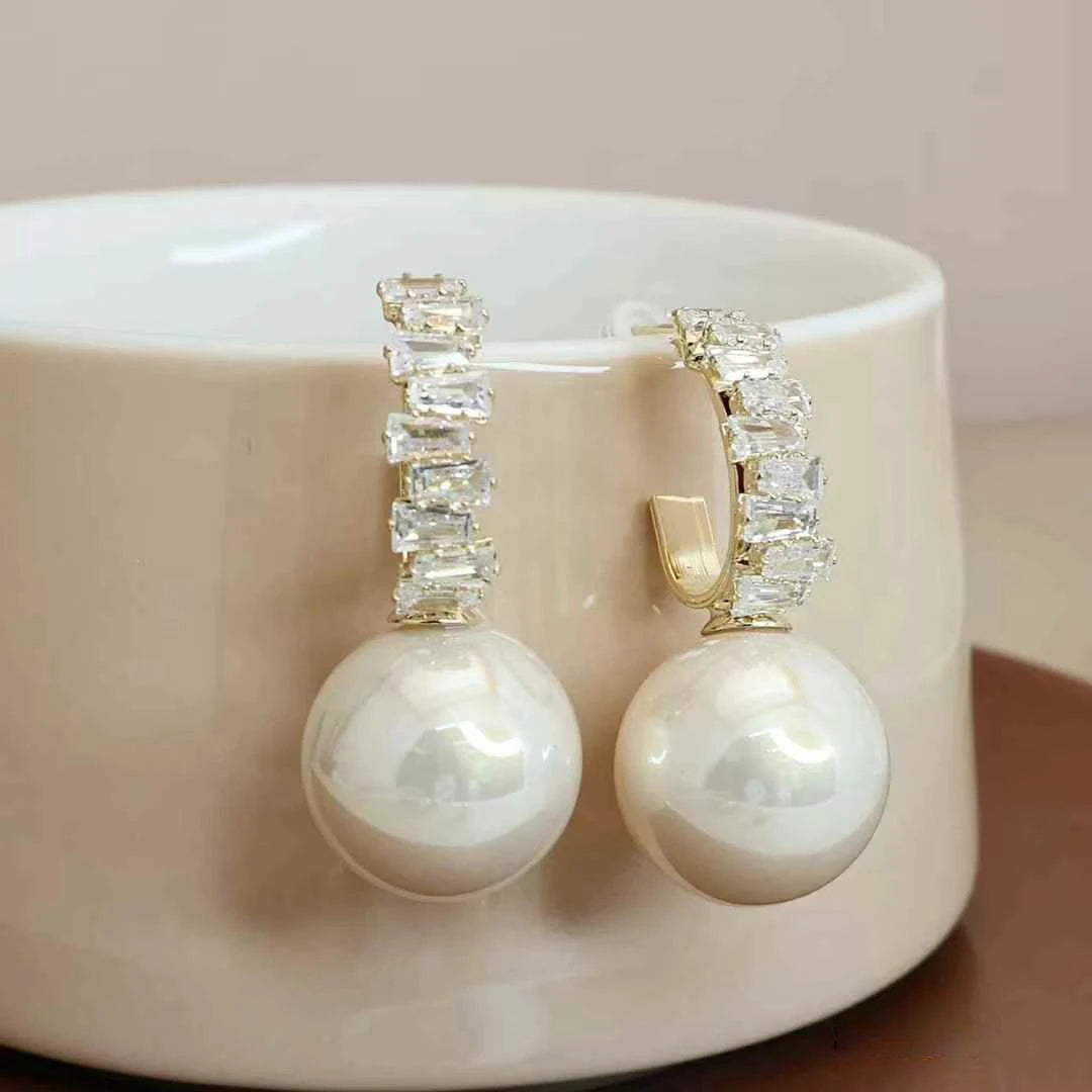 Ladies Heart Rhinestone Imitation Pearl Medium Drop Earring Fashion Elegant Affordable High Quality Daily Jewelry Accessories