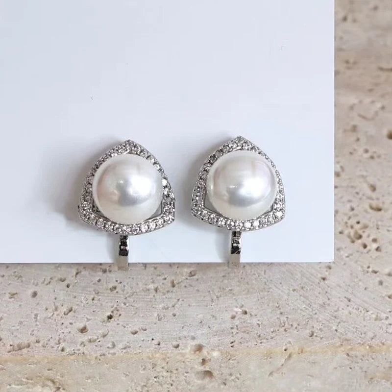 Fashion Imitation Pearl Glitter Glamorous Dainy Clip on Earrings for Girls Butterfly Elegant Jewelry for Women Lady Accessories