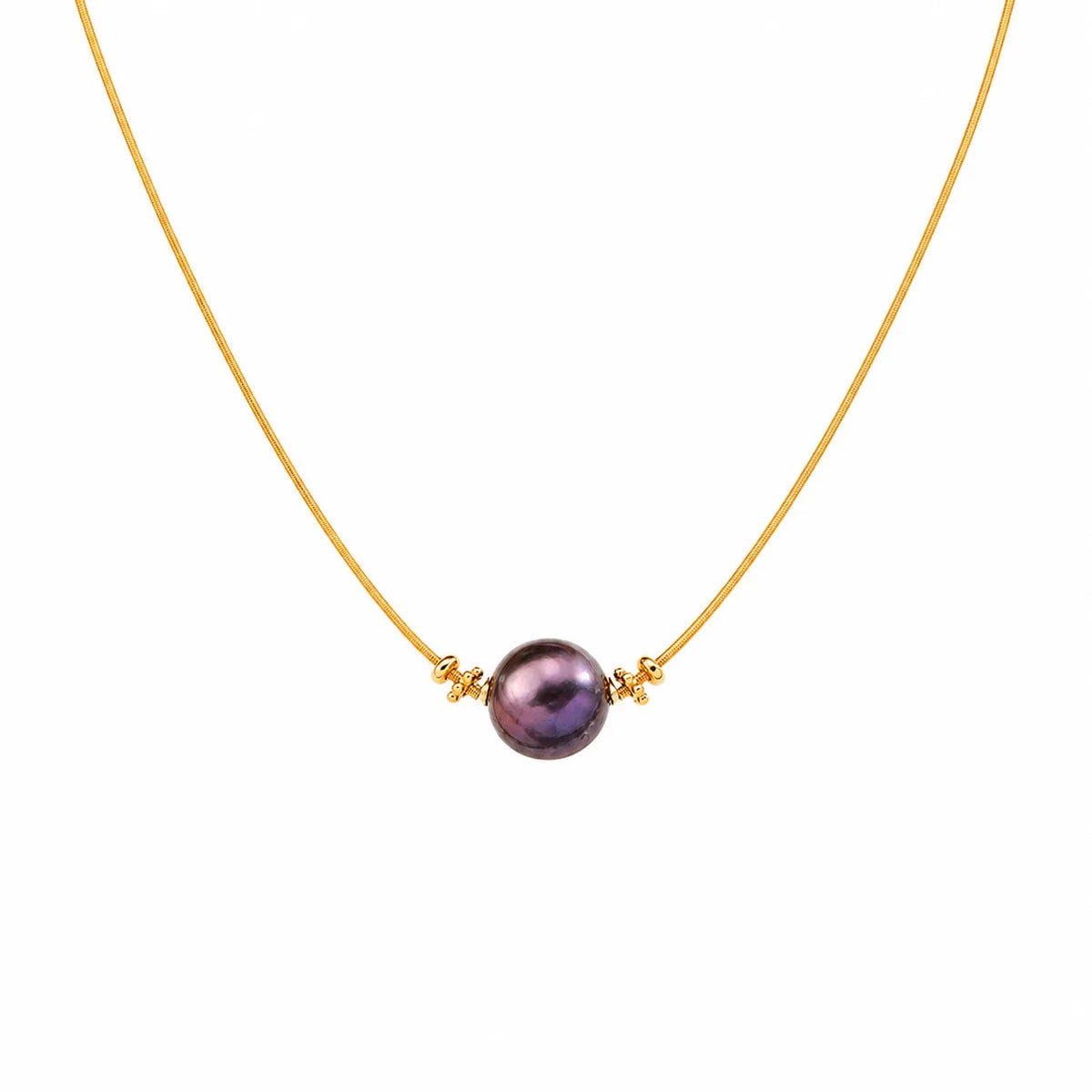 Women Simple Chain Glass Pearl 18k Gold-plated Purple Necklace Low MOQ Bulk in Stock  Elegant Jewelry for Female Causal Party