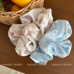 Large Bear Print Hair Ties Scrunchies High Elasticity Cute Creative Vintage Design Stylish Hair Accessories for Women's Daily