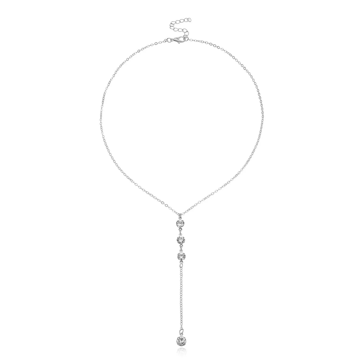 Fashion Simple Minimalistic Rhinestone Glitter Sparkle Necklaces for Girls Sweet Elegant Jewelry for Women Ladies Accessories