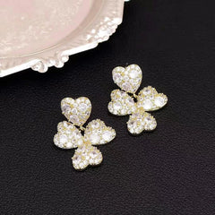 Glitter Luxury Trendy Exaggerated Drop Earrings for Girls Sweet Elegant Flower Floral Jewelry for Women Ladies Accessories