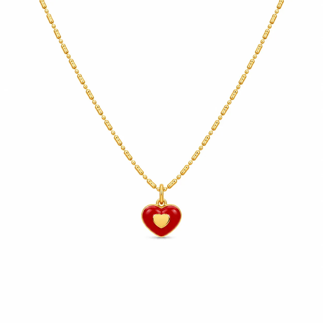 Ladies Red Heart 18k Gold-plated Chain Solid Pendant Necklace Elegant Fashion Simple Factory Price in Stock Jewelry for Women