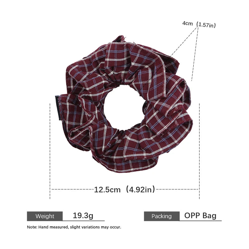 Fashion Plaid Simple Classic Flower Scrunchies for Girls Elegant Graceful Hair Ties for Women Ladies Hair Accessories Trendy