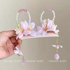 Vintage Chinese Style Rabbit Imitation Pearl Hair Clips for Baby Girls Festival Sweet Alligators for Kids Hair Accessories